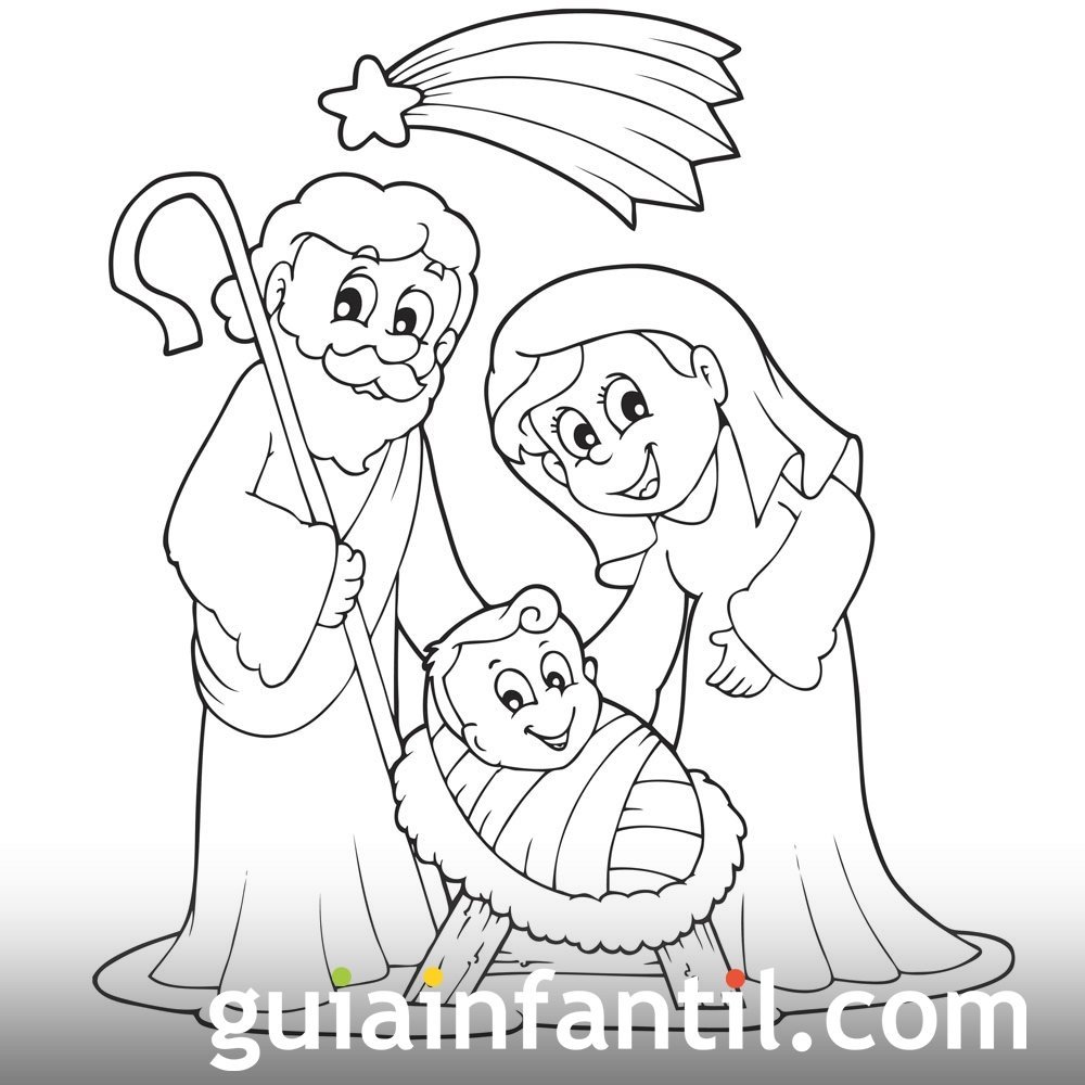 Dibujo del portal de Belén para imprimir y pintar