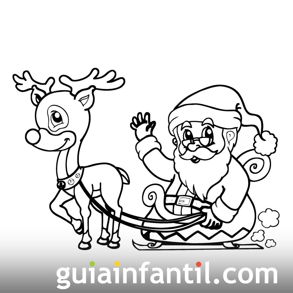 El trineo de Papá Noel. Dibujos para colorear