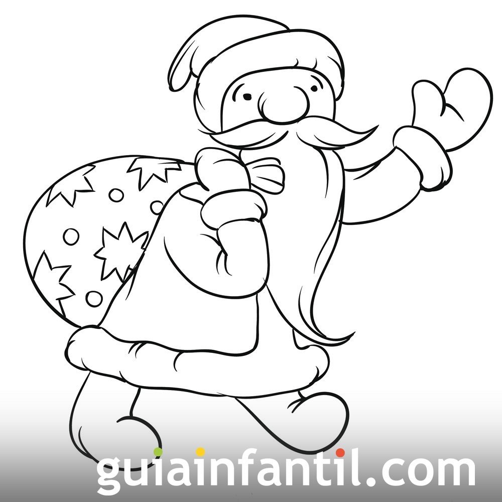 Dibujo de Santa Claus con los regalos de Navidad