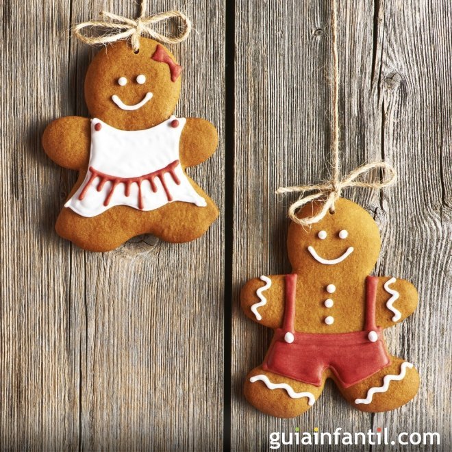 Hombres de galleta de jengibre decorados para Navidad
