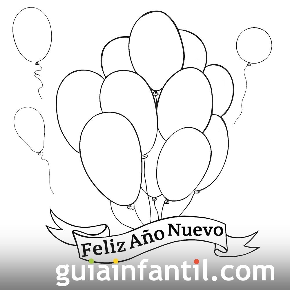 Dibujo de globos para dar la bienvenida al año nuevo