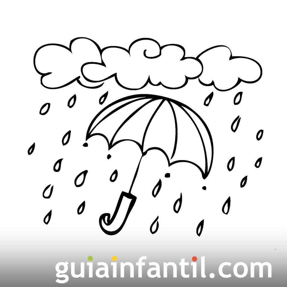 Dibujo para colorear de la lluvia en otoño