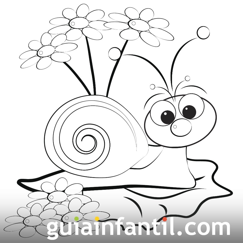 Dibujo de un caracol en primavera para colorear