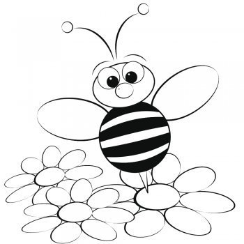 Dibujo de una abeja en primavera para colorear