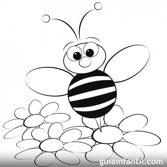 Dibujo de una abeja en primavera para colorear