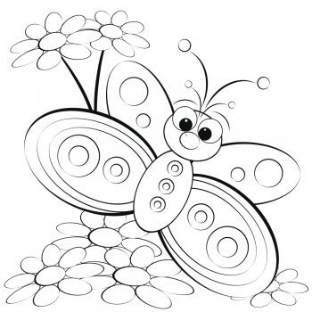 Dibujo para colorear de una mariposa en primavera