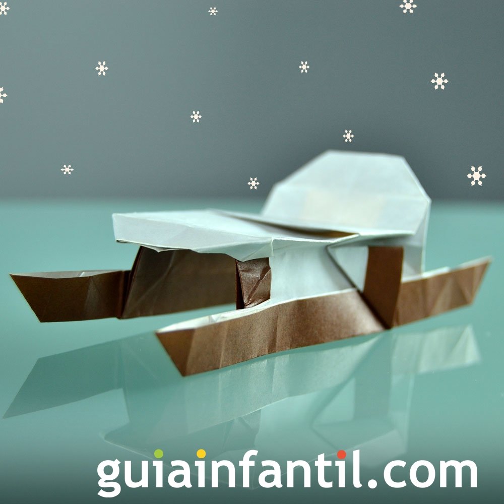 Trineo navideño en origami