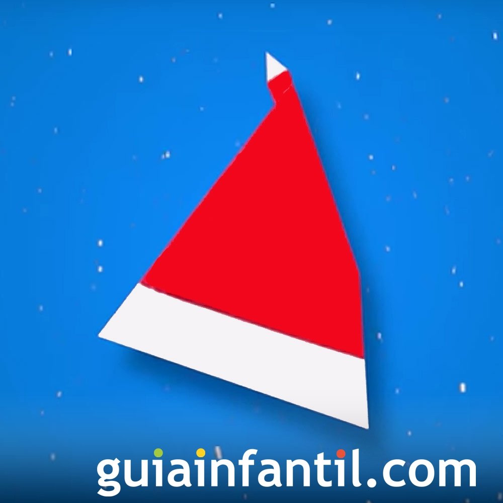 Gorro o sombrero de papá Noel en origami