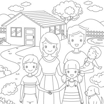 Dibujos para colorear. Derecho de los niños a tener una vivienda
