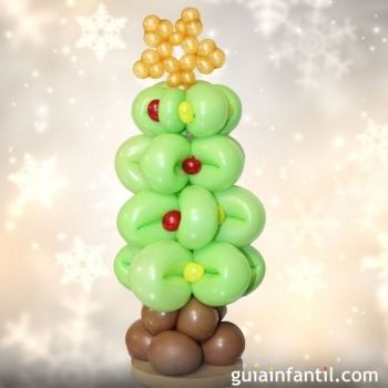 Árboles de Navidad caseros para hacer con los niños. Árbol de Navidad con globos