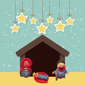 Manualidades de belenes para niños. Belén de plastilina