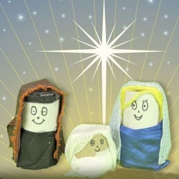 Manualidades de belenes para niños. Belén con rollos de papel higiénico