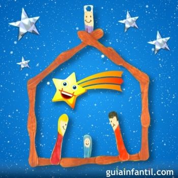 Manualidades de belenes para niños. Belén con palos de helado