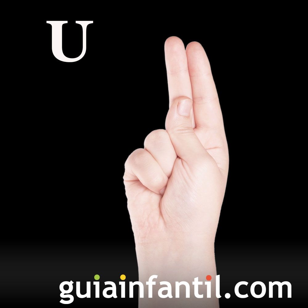 Letra U. El alfabeto en lenguaje de signos