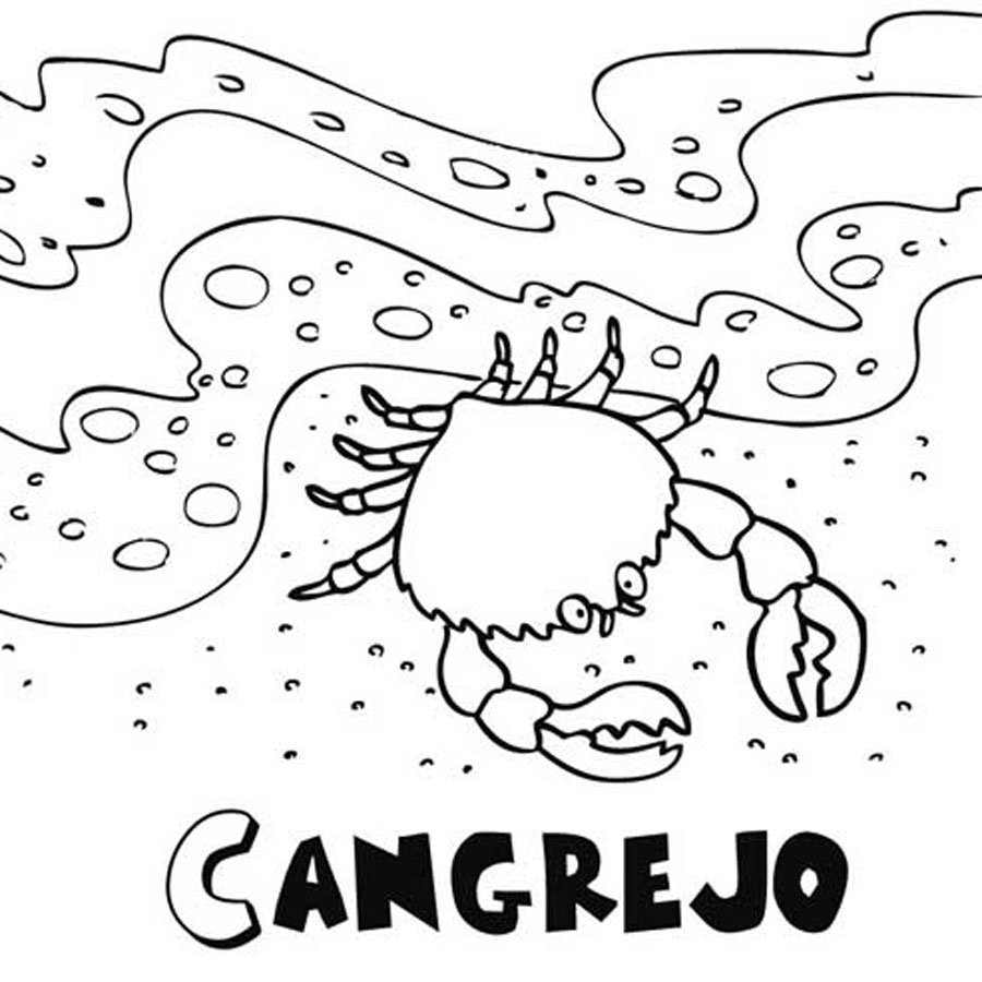 Dibujo infantil para colorear de un cangrejo