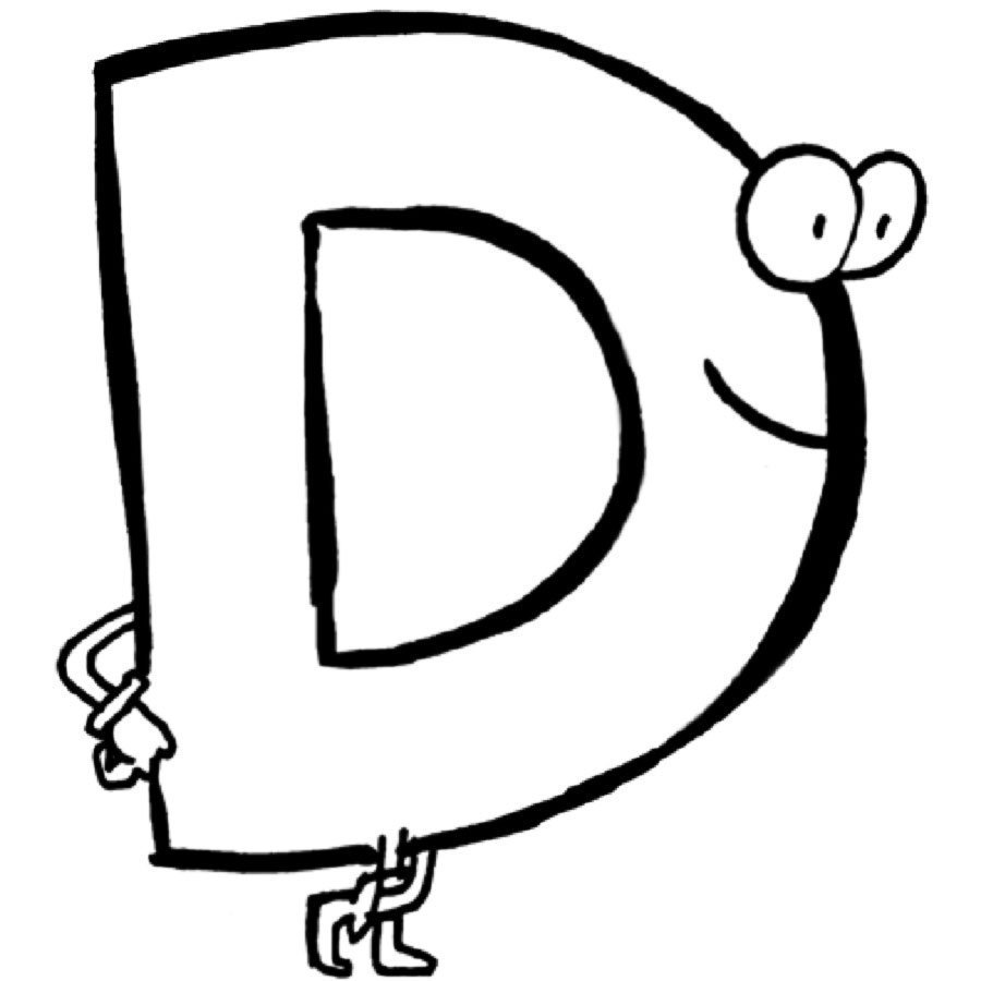 Dibujo de niños para colorear de la letra D
