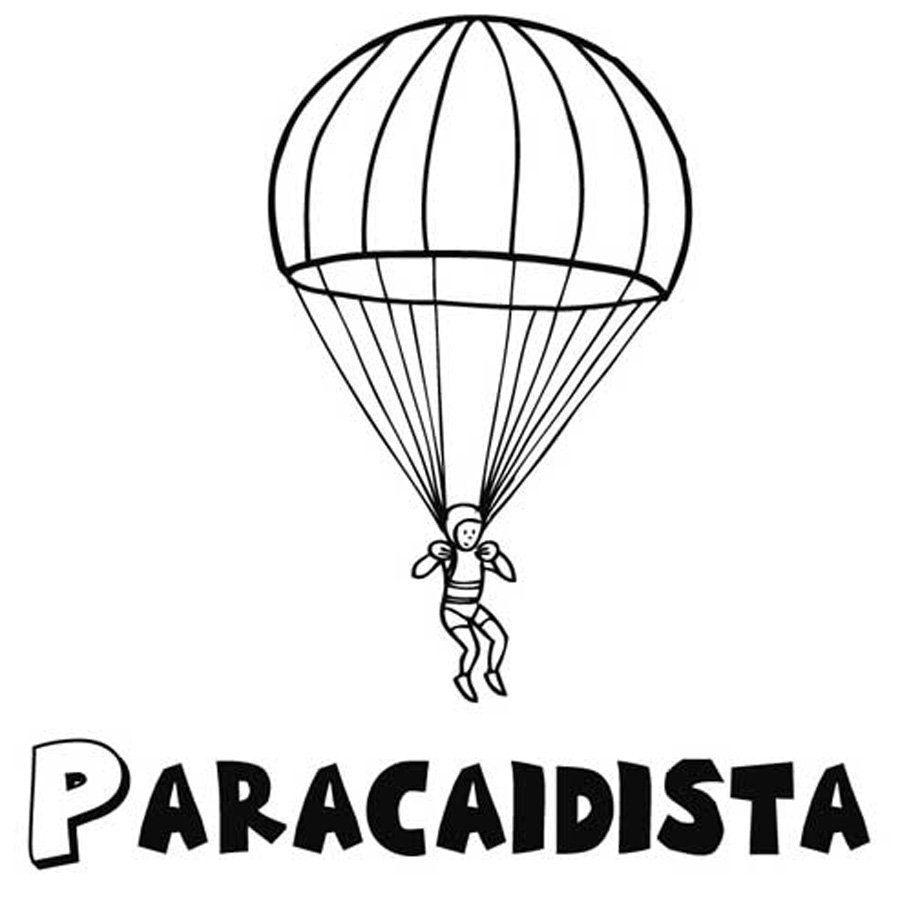 Dibujo para imprimir y pintar de un paracaidista