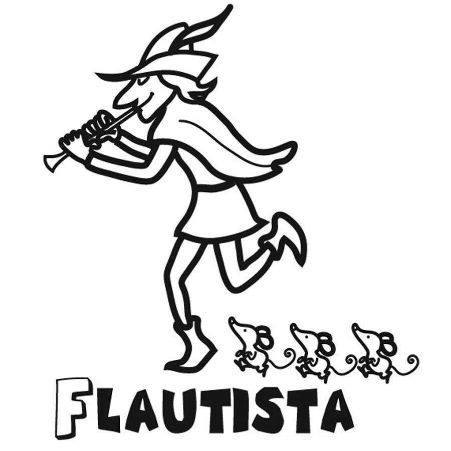 Dibujo para colorear al Flautista de Hamelín