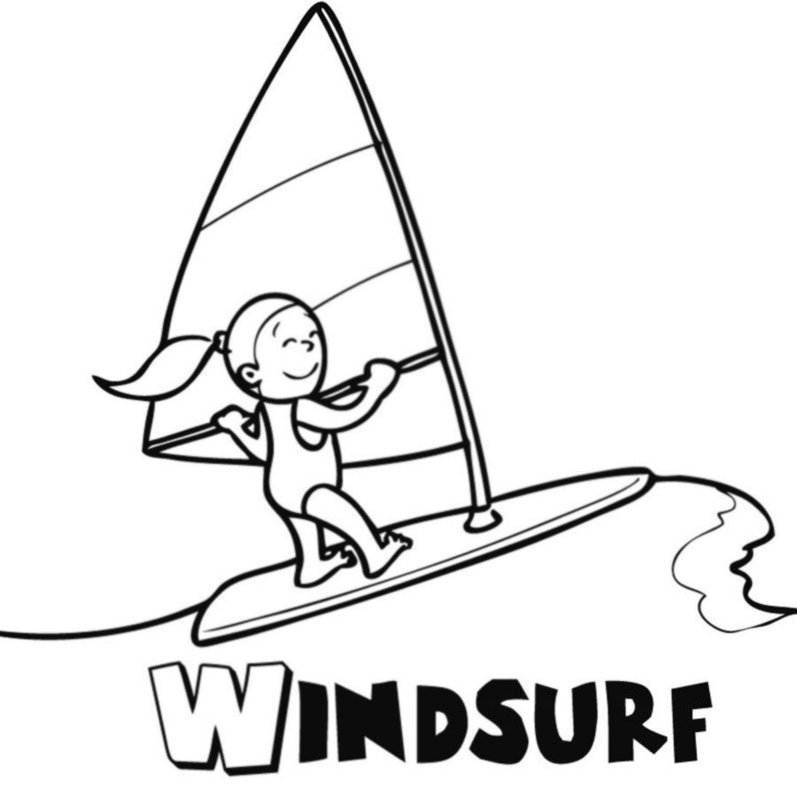 Dibujo para imprimir y pintar de windsurf