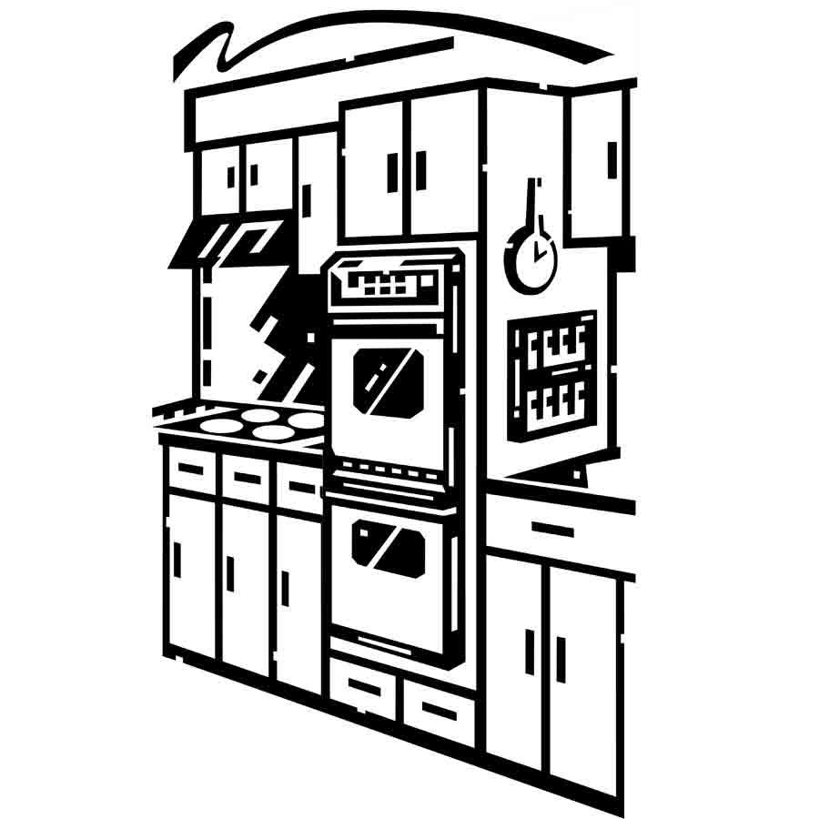 Dibujo de una cocina para imprimir y pintar
