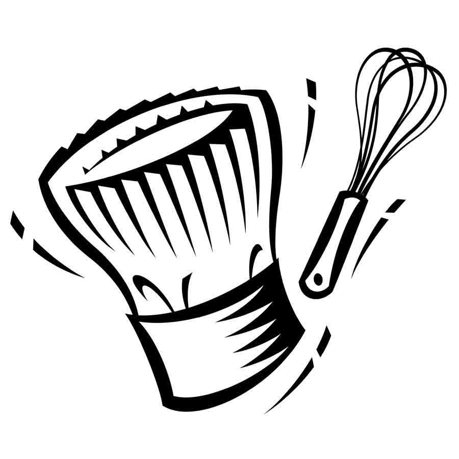 Dibujo de un gorro de cocina para imprimir y colorear