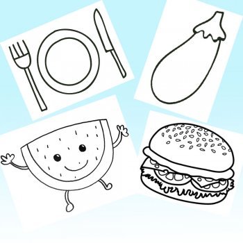 Dibujos para colorear con niños de comidas