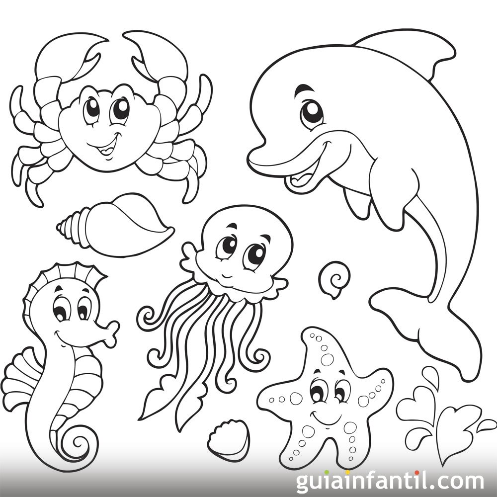 Dibujos de animales del océano para imprimir y colorear