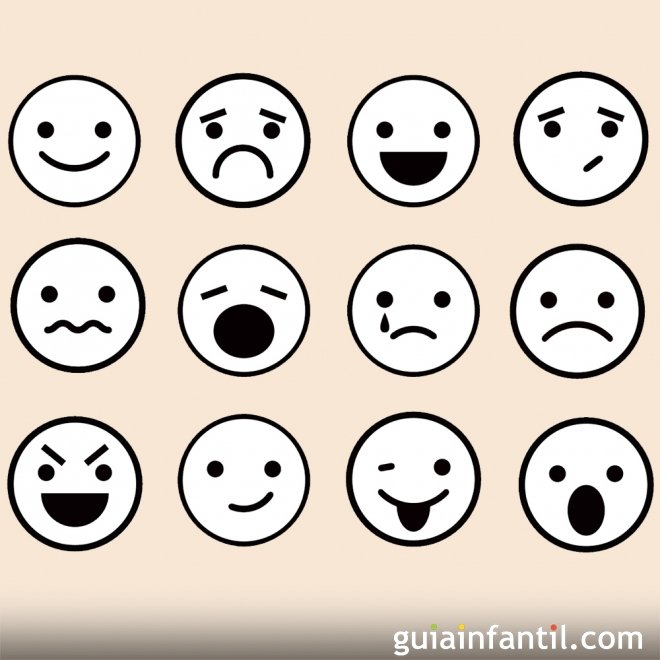  Dibujos de caras de emociones para colorear con los niños