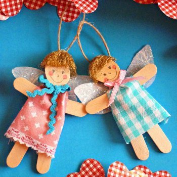 Ángeles con palos de helado. Manualidades navideñas