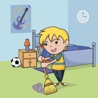 Poema corto para niños. La escoba alegre