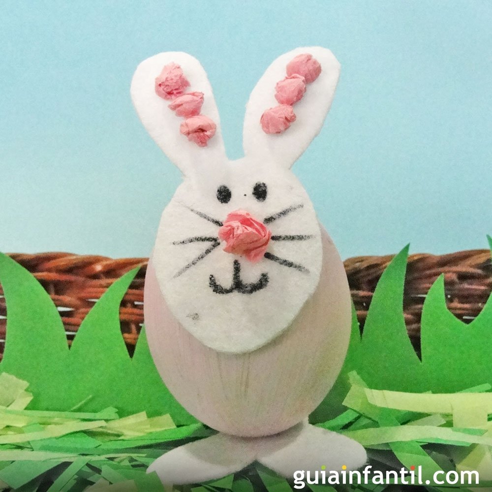 caligrafía el estudio Perforar Conejo de Pascua. Manualidades infantiles con huevos