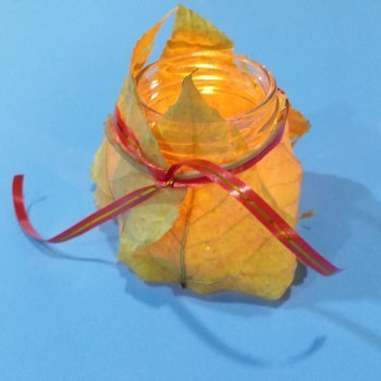 Candelabro casero de otoño. Manualidades fáciles