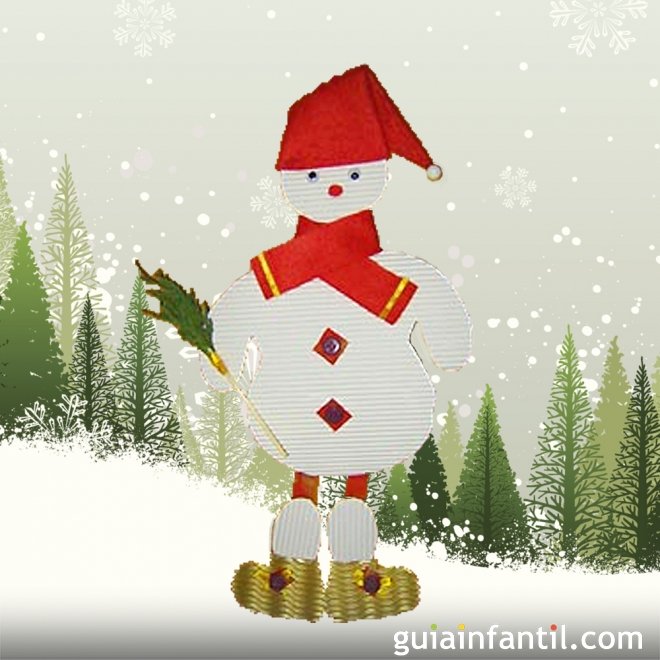 Muñeco de nieve de cartón para decorar en Navidad