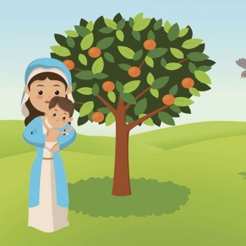 El Niño Jesús y el naranjal