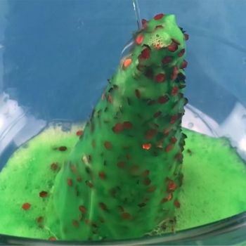 Árbol de Navidad mágico de bicarbonato. Experimento de ciencia para niños