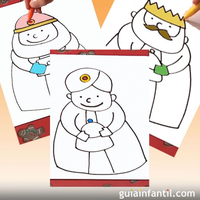 Cómo dibujar fácil a los 3 Reyes Magos. Vídeos para niños