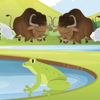 Los toros y las ranas. Fábula tradicional para niños