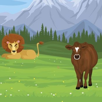 El león y los tres bueyes. Fábula para niños sobre el amor a la familia