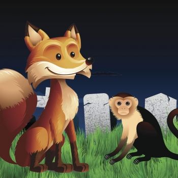 La zorra y el mono disputando su nobleza. Fábula clásica para niños