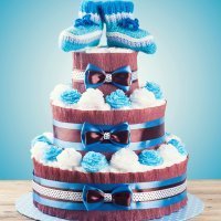 Tarta de pañales. Un regalo original para el recién nacido