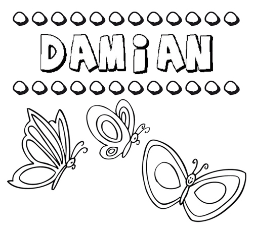 Damián: dibujos de los nombres para colorear, pintar e imprimir