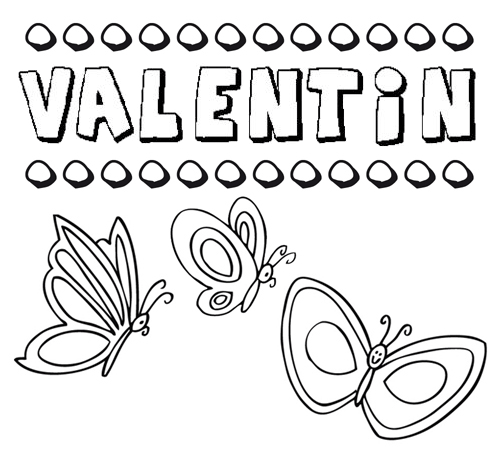 Valentín: dibujos de los nombres para colorear, pintar e imprimir