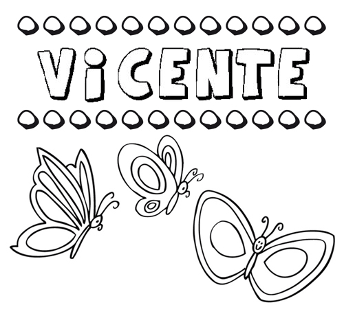 Vicente: dibujos de los nombres para colorear, pintar e imprimir