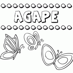 Ágape: dibujos de los nombres para colorear, pintar e imprimir