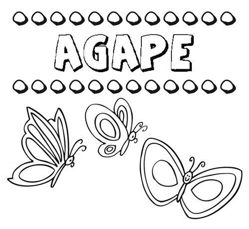 Ágape: dibujos de los nombres para colorear, pintar e imprimir