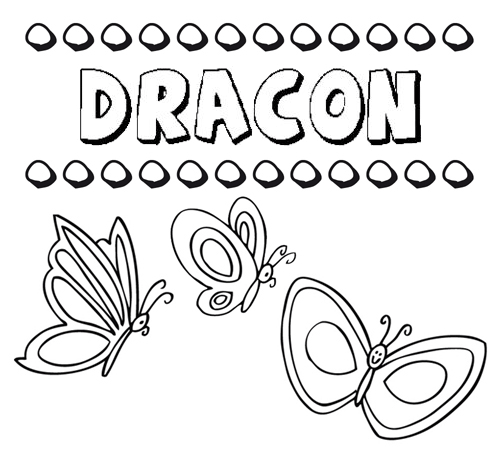 Dracón: dibujos de los nombres para colorear, pintar e imprimir