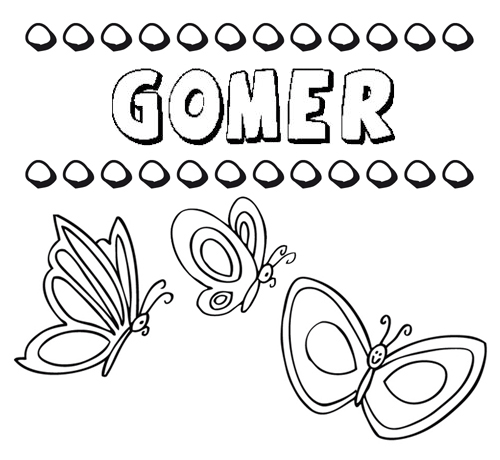 Gómer: dibujos de los nombres para colorear, pintar e imprimir