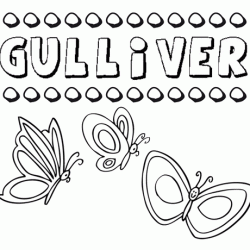 Gulliver: dibujos de los nombres para colorear, pintar e imprimir