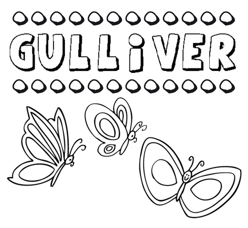 Gulliver: dibujos de los nombres para colorear, pintar e imprimir