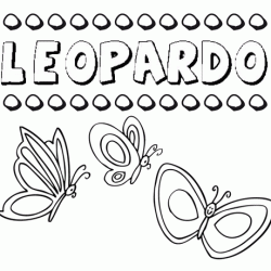 Leopardo: dibujos de los nombres para colorear, pintar e imprimir